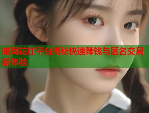 暗网花红平台揭秘快速赚钱与匿名交易新体验