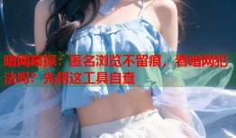 暗网窥探：匿名浏览不留痕，看暗网犯法吗？先用这工具自查