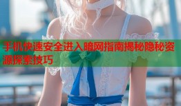 手机快速安全进入暗网指南揭秘隐秘资源探索技巧