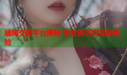 暗网交易平台揭秘 安全匿名买卖新体验